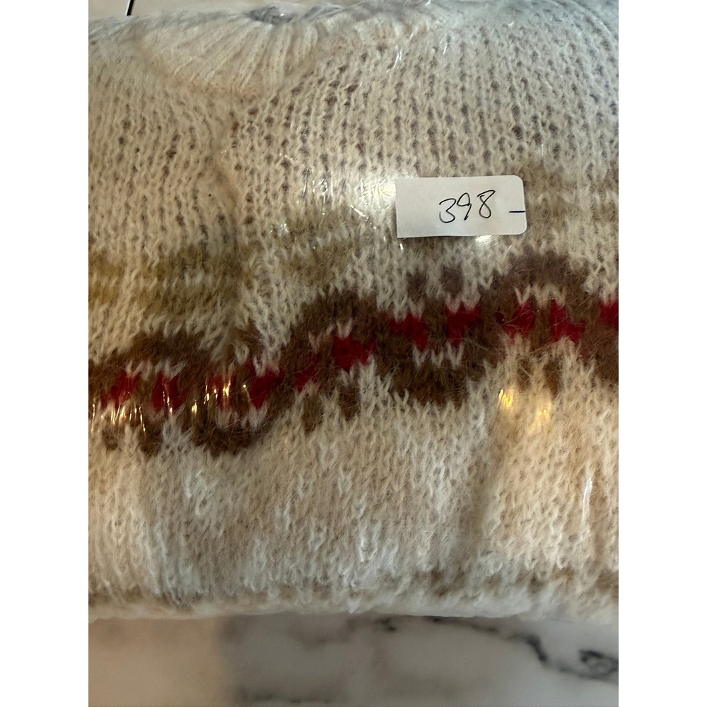 American Eagle Fair Isle Sweater Women L Oversized Tan Cozy Cottagecore Nordic - Picture 8 of 9